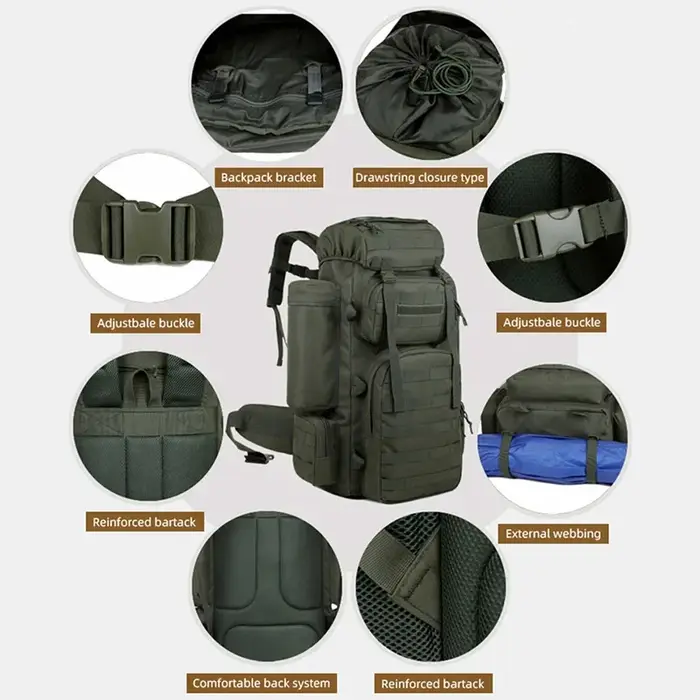 Grand sac à dos d'escalade Nouveau sac à dos tactique Molle pour l'épaule Sacs à dos Sac de camping Sac d'alpinisme Hommes Voyage Randonnée Multifonction