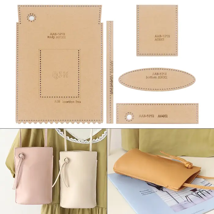 1 ensemble de gabarits de dessin en papier kraft DIY pour la confection de petits sacs bandoulière pour femmes et de porte-téléphone
