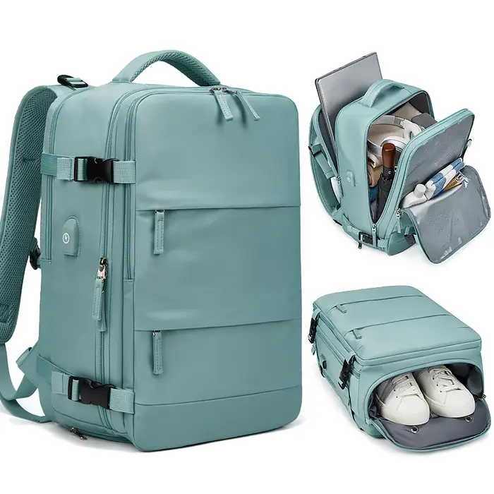 Femmes sac à dos pour ordinateur portable 15.6 pouces adolescente USB charge école sac à dos sac à chaussures indépendant voyage sac à dos en plein air sac à dos