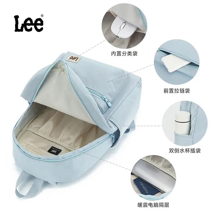 Sac à dos LEE classique noir unisexe pour étudiants