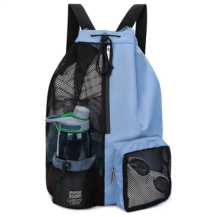 Sac à dos de moto multi-poches en maille avec cordon de serrage et sac intérieur imperméable, sac de