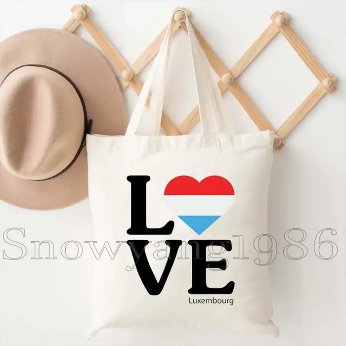 Mignon Luxembourg carte de la ville drapeau aquarelle horizon cadeaux Shopper Harajuku toile sac fourre-tout coton