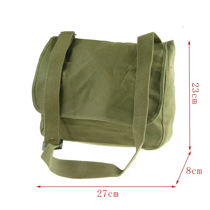 Sac en toile vintage à l'ancienne, sacoche militaire en poudre