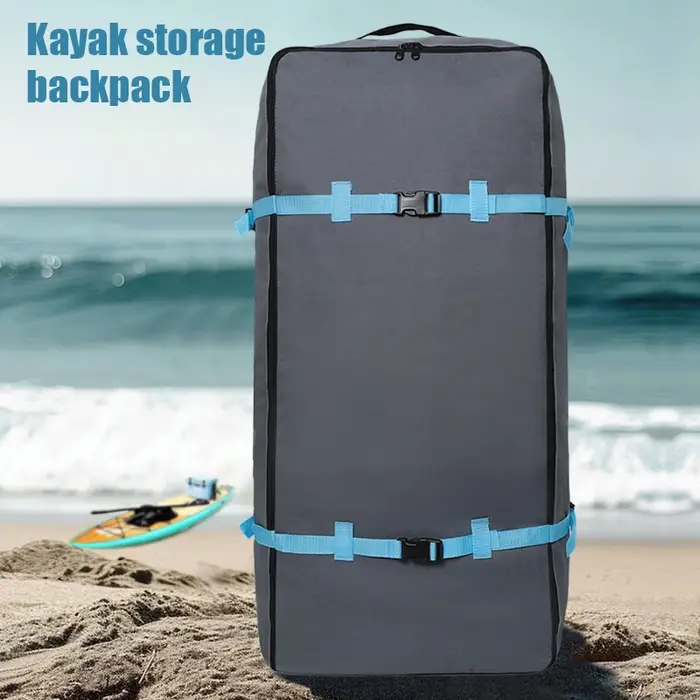 Sac à dos pour planche à pagaie en tissu Oxford gris avec sangles renforcées externes, sac à dos pour planche de surf gonflable, sac de rangement de grande capacité pour équipement de sports nautiques