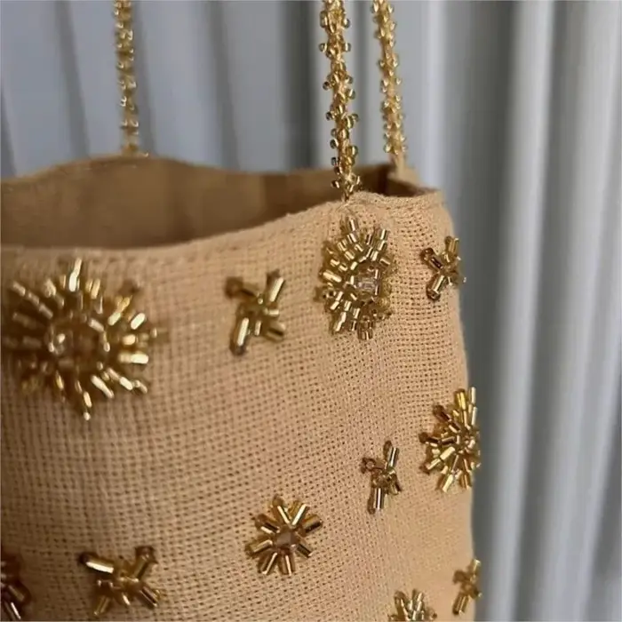 JIAERDI rétro perle broderie seau sac femmes grande capacité sac à bandoulière dames élégant exquis polyvalent sac