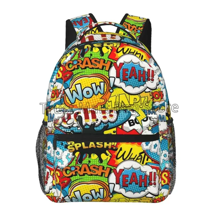 Sac à dos de voyage imprimé pop art unisexe, collection de bandes dessinées américaines, sacs à dos 