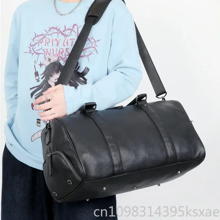 Sac de Voyage Homme Luxe Grande Capacité Sac Polochon en Cuir Portable Durable Sac Bandoulière Sac de Sport Sac à Main Bagage Extérieur