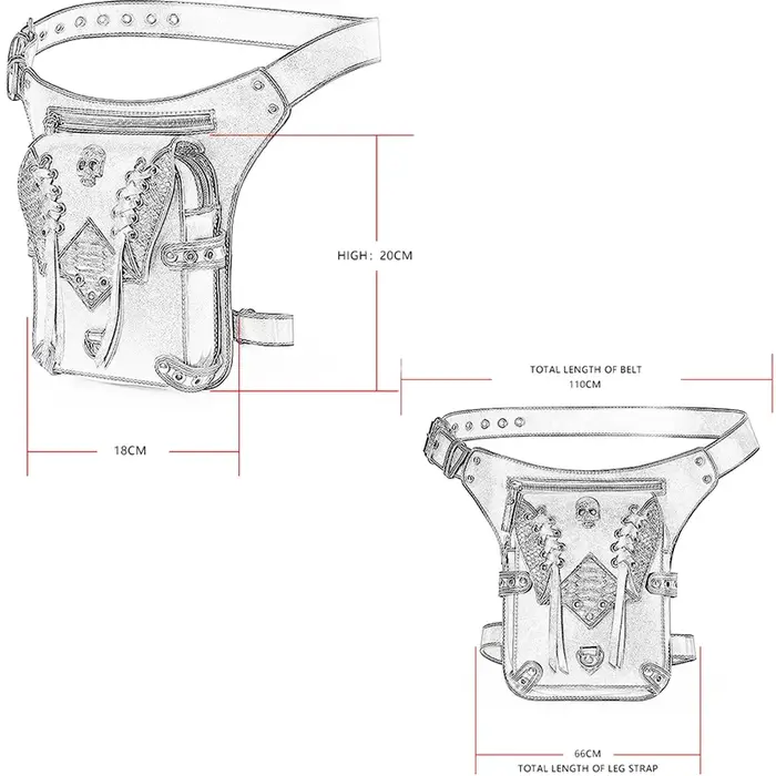 JIEROTYX Vintage Steampunk moto jambe sac femmes hydrofuge Rock gothique Biker sacs Packs victorien goutte