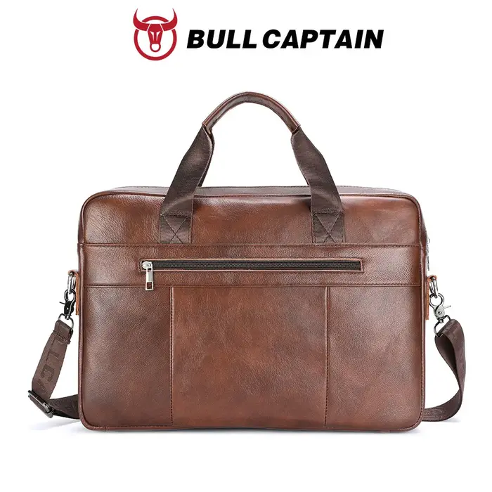BULLCAPTAIN Sac à main en cuir véritable pour homme, sac d'affaires vintage pour ordinateur portable