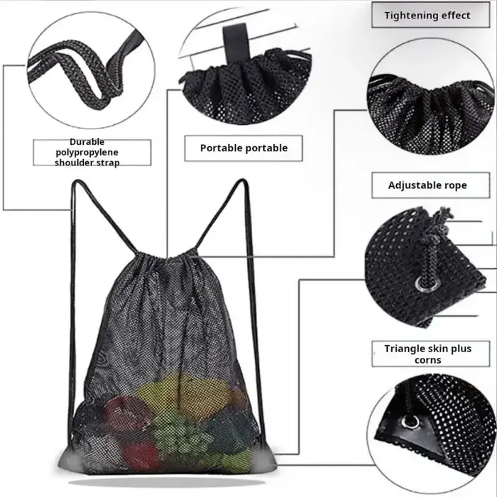 Sac à dos à mailles avec cordon de proximité