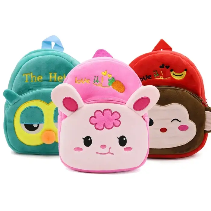 Sac pour enfants pour filles Kawaii dessin animé rouge fraise sacs d'école doux en peluche maternelle