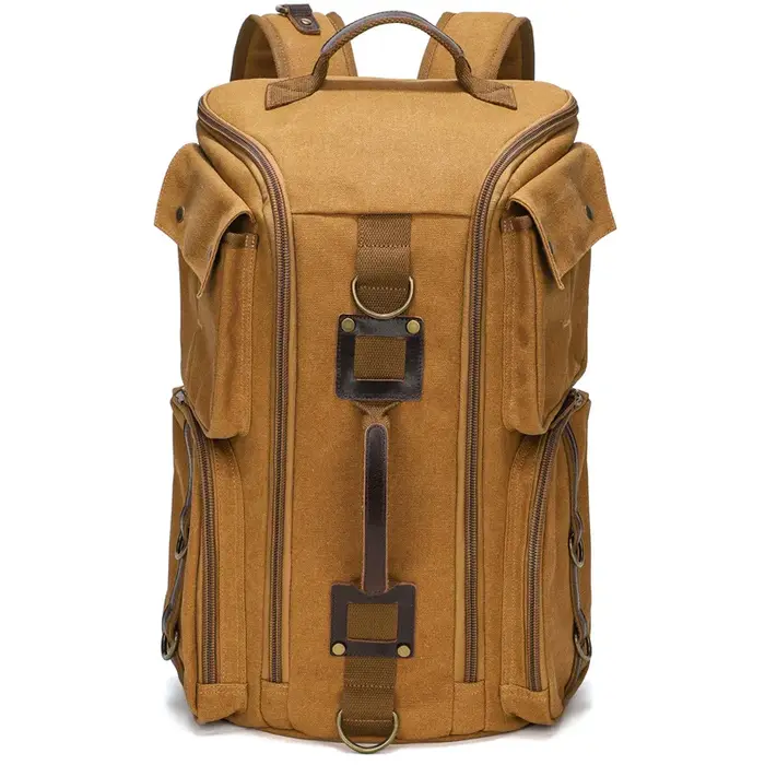 Sac à dos en cuir vintage pour homme et femme, sac à dos en toile cirée, sac à dos de voyage à main,