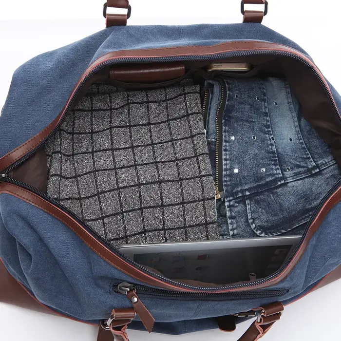 Sacs de voyage en toile et cuir pour hommes, bagages à main, sacs de sport, fourre-tout de voyage, g