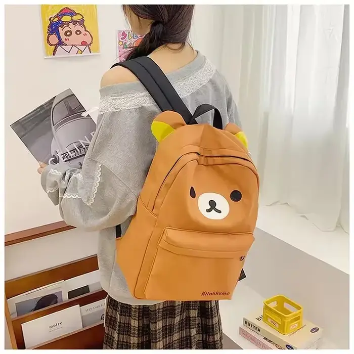 Sac à dos Kawaii Rilakkuma Ours Mignon Grande Capacité Anime Dessin Animé Sac à Dos Élégant pour Étudiant Sac d'école Sacs à Bandoulière Cartable