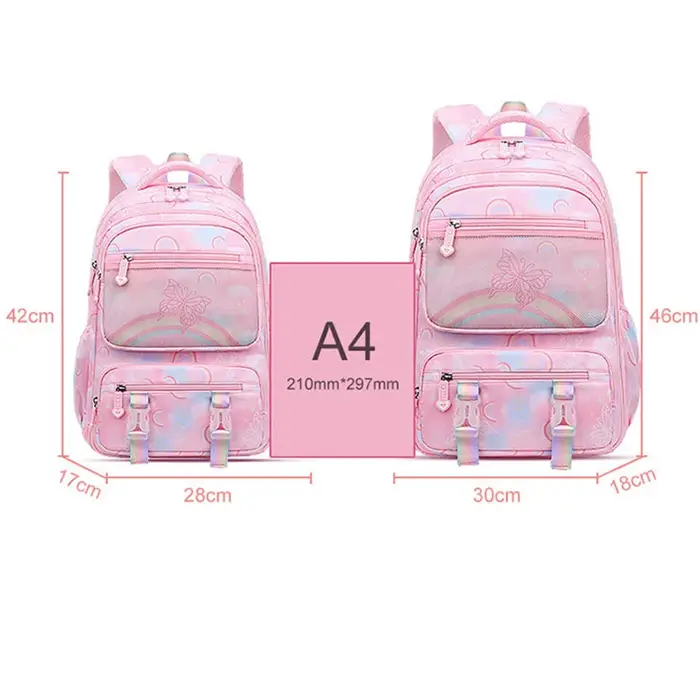 Sac à dos enfant pour fille arc-en-ciel papillon enfants Bookbag sac d'école sac à dos