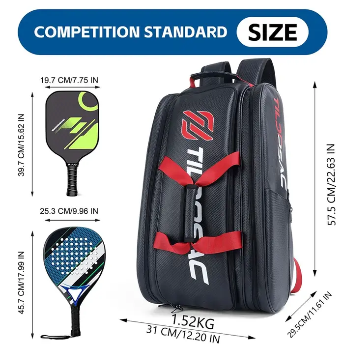 Sac à dos imperméable en PU pour raquettes de pickleball et de padel