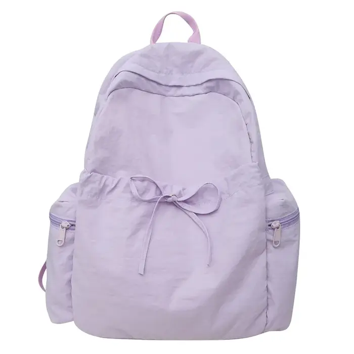 Sac à dos d'étudiant de Style japonais, sac d'école de voyage avec nœud de couleur unie, léger et à 