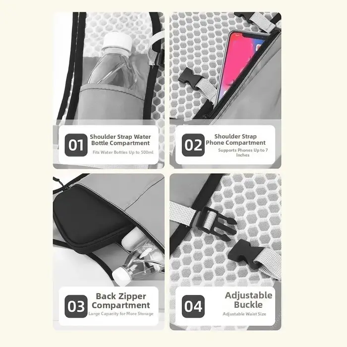 Gilet de course léger et réfléchissant avec porte-téléphone, sac de sport respirant pour bouteille d'eau