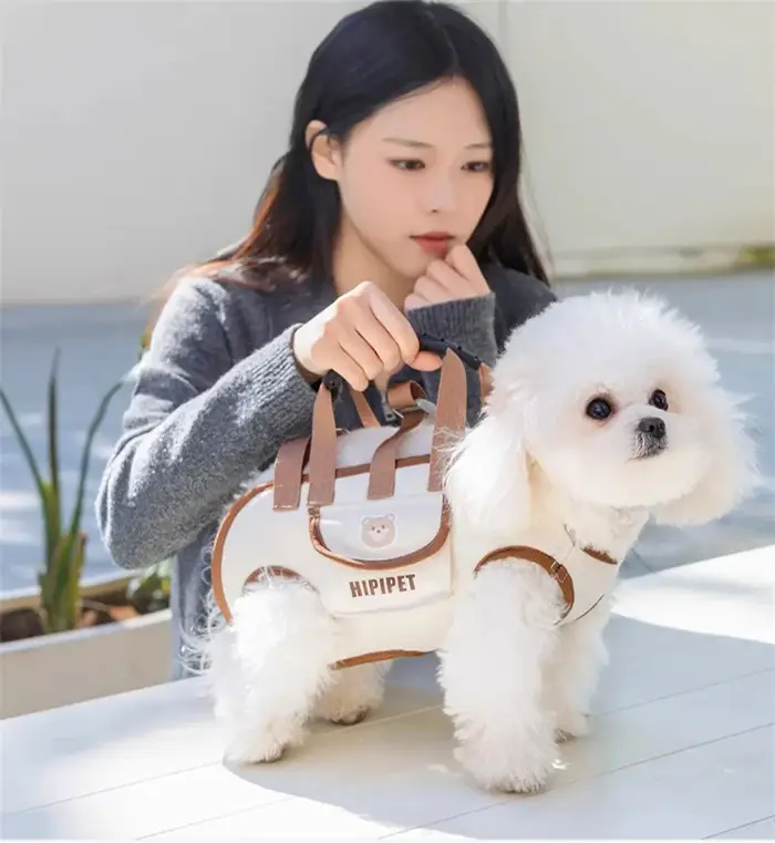 Sac à dos avec harnais pour chien, porte-animaux de compagnie pour petit chien, harnais de levage pour tout le corps, sac à bandoulière à forte charge pour chat