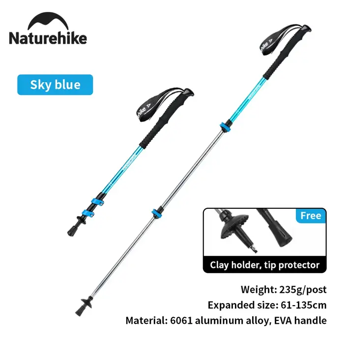 Naturehike – bâtons de randonnée ultralégers, 3 sections, haute résistance, multifonctionnels, pour 
