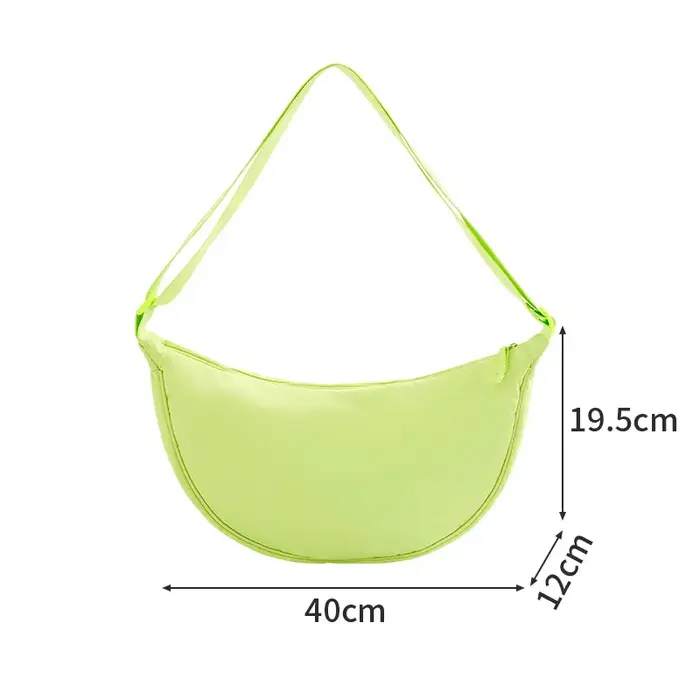 Sac décontracté pour femme, sac bandoulière croissant coloré, sac léger en nylon grande capacité pou
