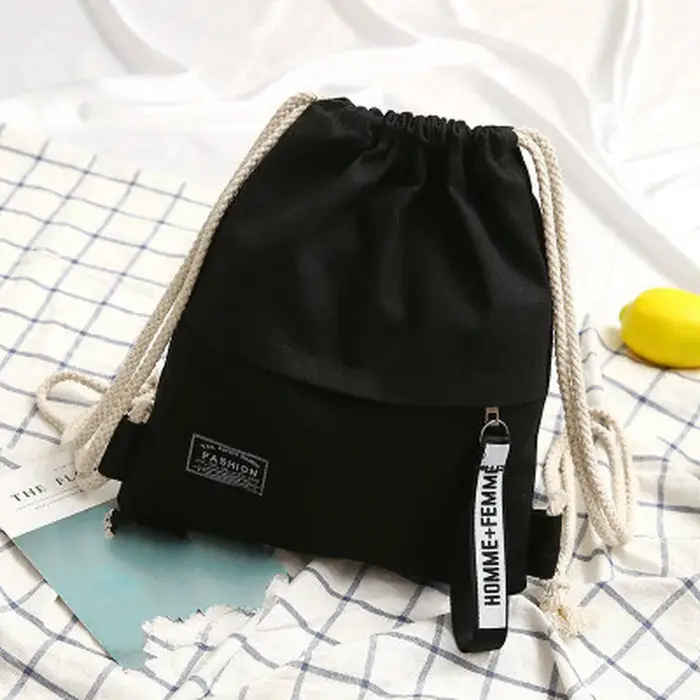 1 Pc toile sac d'école Double épaule cordon sac à dos cordon poche Portable sac à dos décontracté fe