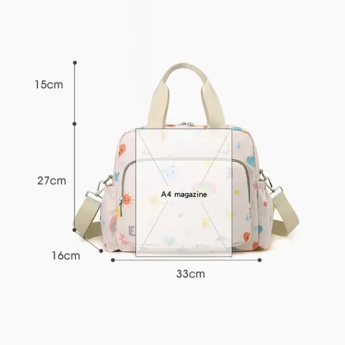 Sac à dos de voyage pour bébé - Grande capacité, portable, avec bandoulière et motif imprimé, idéal pour les sorties.