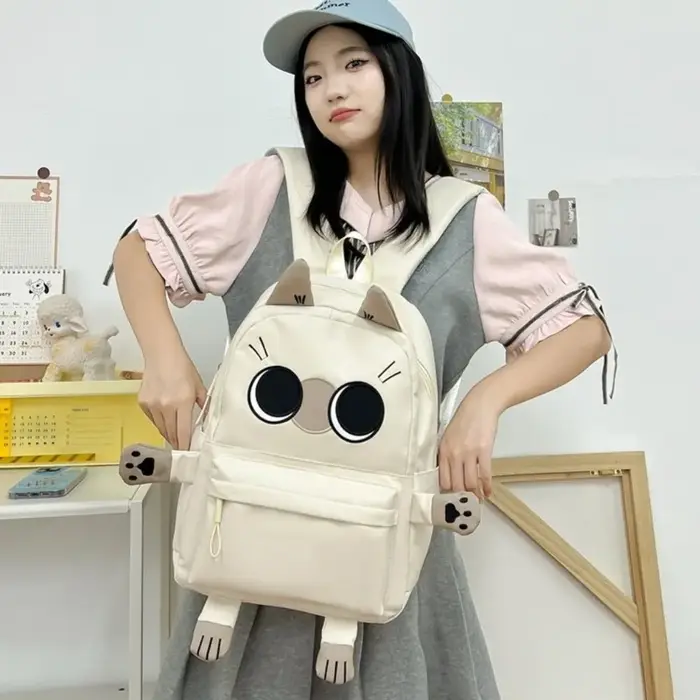 Sac à dos au design de chat mignon, imperméable, grande capacité, sacs d'école, sac à bandoulière Lolita
