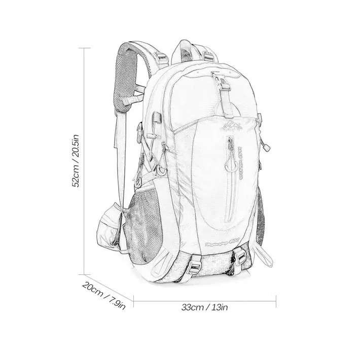 Sac à dos de voyage Water Degree pour homme et femme, sac à dos pour ordinateur portable, camping, randonnée, trekking, escalade, 40L