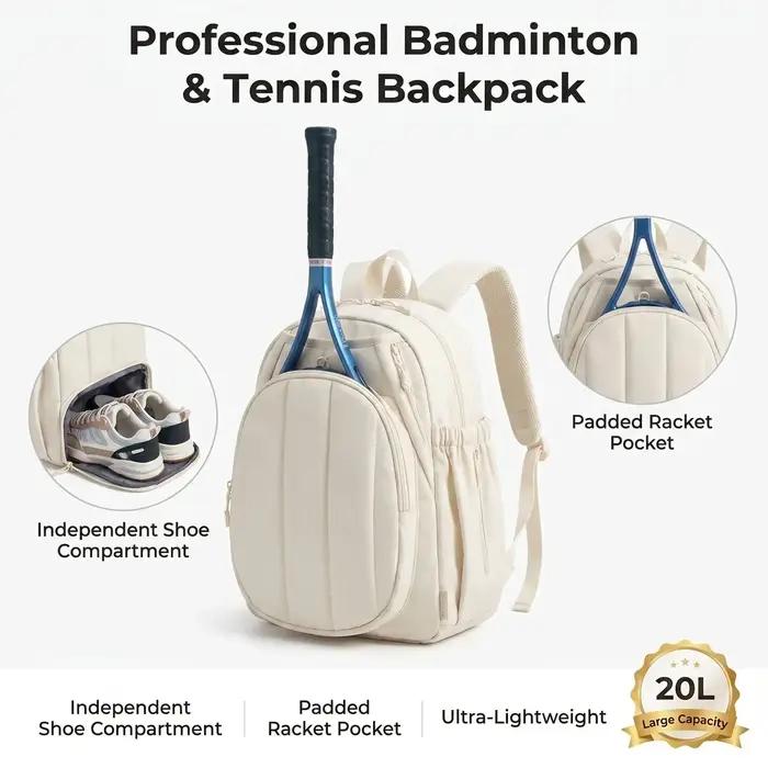Sac à dos de tennis 20L grande capacité pour femmes