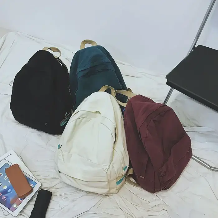 Sac à dos d'école rétro chic en coton pour adolescent