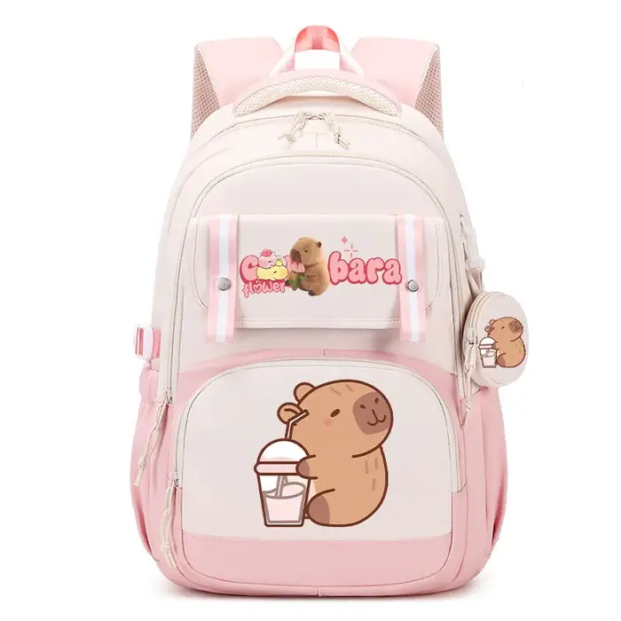 Sac à dos Capybara mignon grande capacité, respirant, en nylon ultra-léger, pour étudiants, cartable