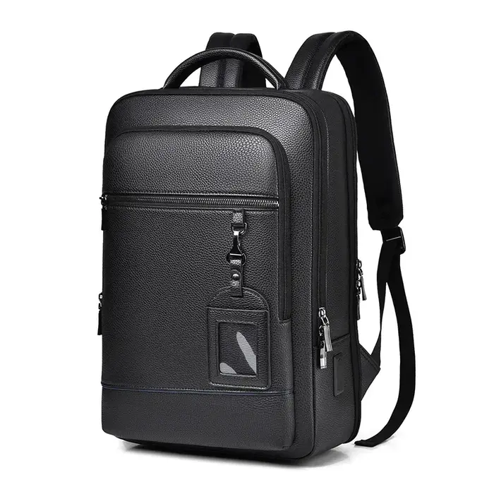 Sac à dos exécutif hommes sacoche en cuir PU USB charge porte-documents bureau voyage ordinateur portable