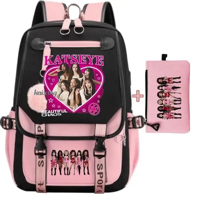 Sac à dos Katseye avec imprimé amusant pour filles