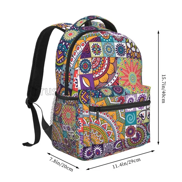 Sac à Dos de Voyage à Motif Floral Mandala Ethnique pour Femme et Fille