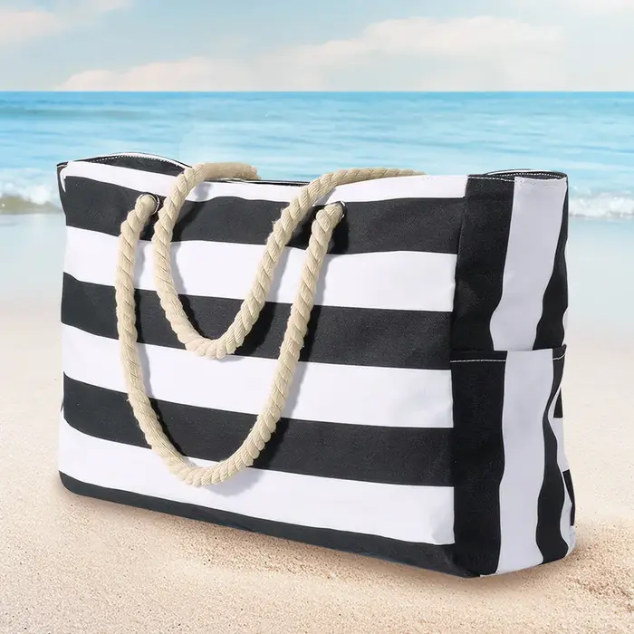 Sac de plage grand fourre-tout de plage, sac à bandoulière étanche et résistant au sable avec fermet