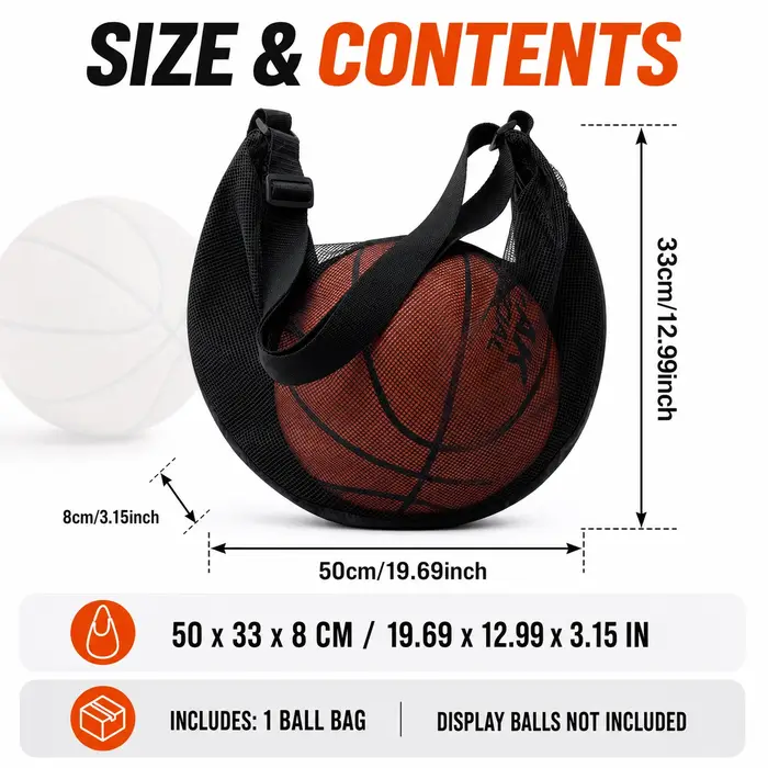 Sac de transport individuel pour ballon avec poche zippée