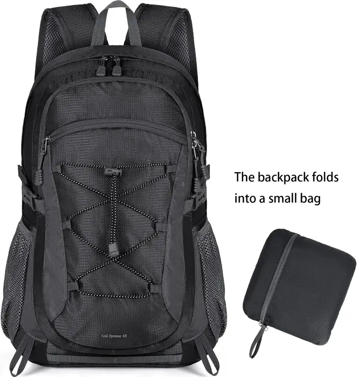 RAINSMORE Sac à dos de randonnée léger 40L Sac à dos de camping étanche Sac à dos pliable pour femmes et hommes Sac à