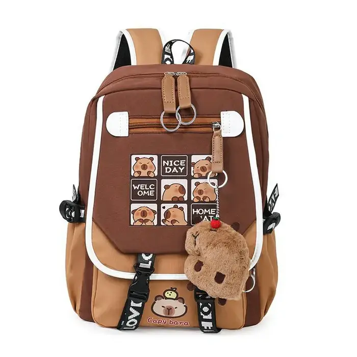 Capybara sacs à dos cartable pour adolescent étanche filles garçons sac à dos femme sac de voyage Bookbag Mochila avec porte-clés en peluche