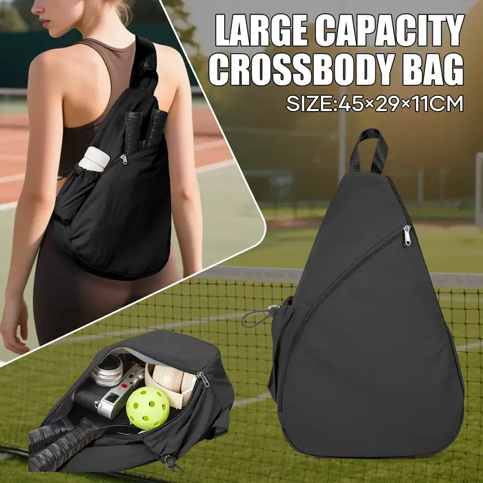 Sac à dos bandoulière de sport pour raquettes, sac à dos bandoulière pour pickleball, pour équipement et accessoires, deux balles, squash 