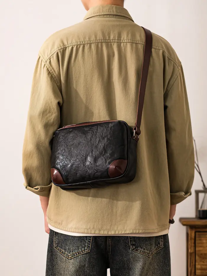 Sac à bandoulière en cuir véritable pour hommes