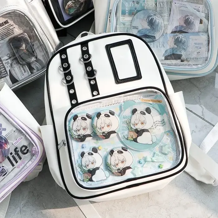 Mini sac à dos Y2K mignon pour femme, sac Ita Kawaii, sac à dos transparent pour fille, sac à dos DIY, sac à dos Lolita, style preppy, sacs d'école