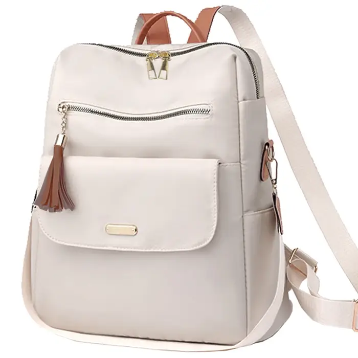 Sac à dos chic et élégant multicolore avec détail pompon