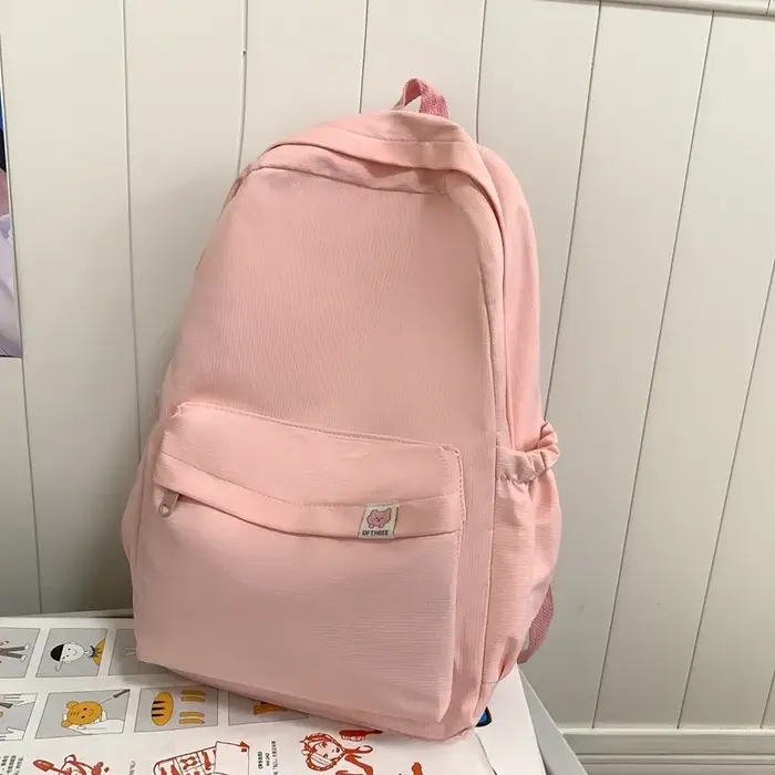Sac à dos de couleur unie pour adolescentes, nouveau sac à dos imperméable en Nylon pour femmes, sac