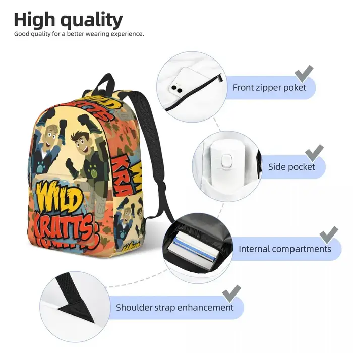 Wild Kratts Anime (1) sac à dos classique sport lycée affaires sac à dos pour hommes femmes ordinateur portable sacs en toile
