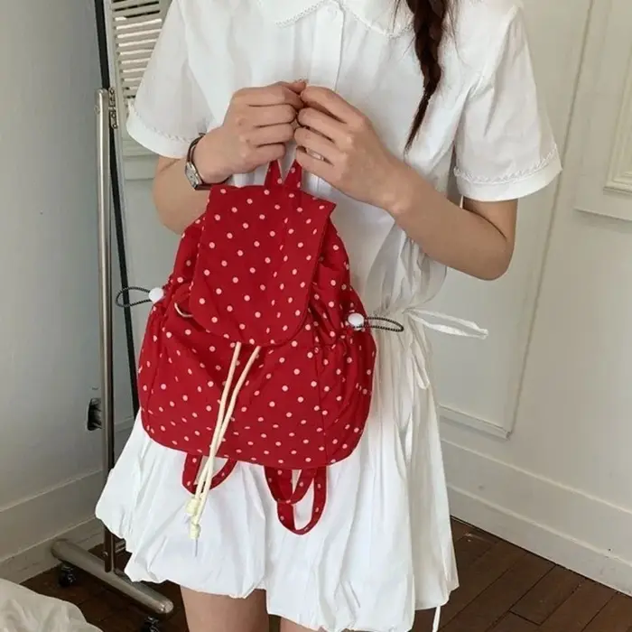 Sac à dos à pois multi-poches pour fille