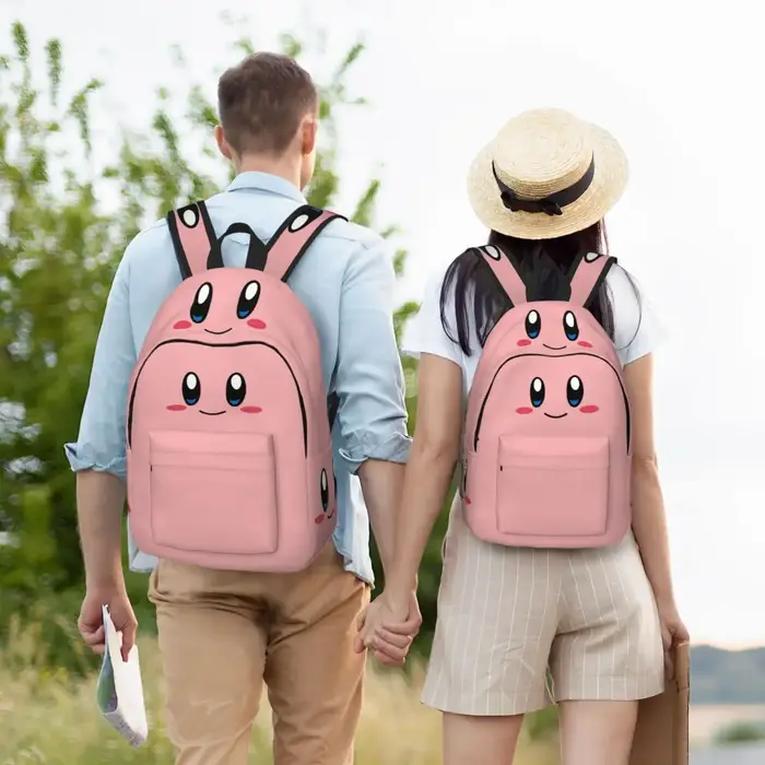 Sac à dos de jeu drôle Kirbys rose pour hommes femmes adolescent étudiant randonnée voyage sac à dos ordinateur portable sacs en toile cadeau
