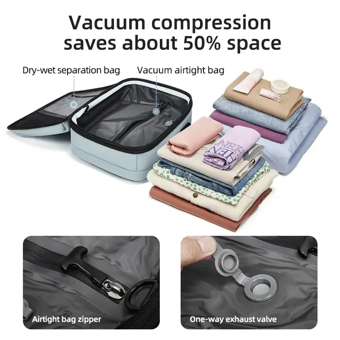 Sac à dos de voyage décontracté 16 pouces compression sous vide sac à dos pour ordinateur portable U