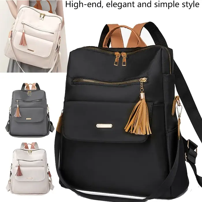 Sac à dos chic et élégant multicolore avec détail pompon