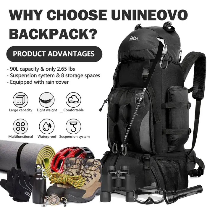Grand sac à dos de voyage 90L